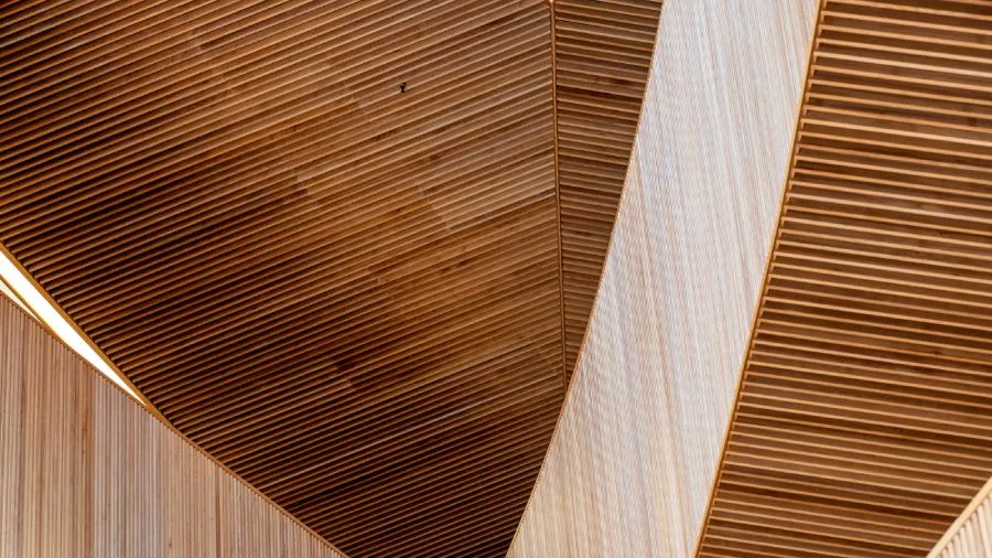 Facade architecturale contemporaine aux lignes structurelles